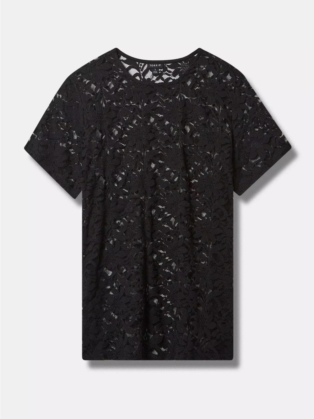 Whimsigoth Boho Torrid Short Sleeve Shirt Blouse Floral Lace Black 3